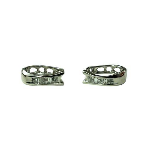 14 Karat White Gold and Diamond Huggie Earrings #22727 - Picture 2 of 9