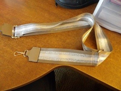 2'' Tan, Beige 7 Silver Glitter Guitar Strap - Unbranded