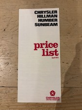 Chrysler Preisliste 1973 Oktober Hillman Sunbeam Humber seltener Prospekt