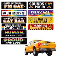 10PCS Gay Pride Funny Car Magnet, LGBT Rainbow Pride Prank Magnetic Sign