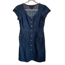 Tommy Hilfiger Denim Shirtdress Sz 10 Cotton Cap Sleeves Scoop Neck Granola Girl