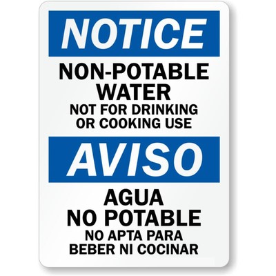 Bilingual Non Potable Water Aluminum Weatherproof Sign b00061