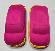 2 Pink Yellow Car Shape Eyeglass Case Protection Holder
