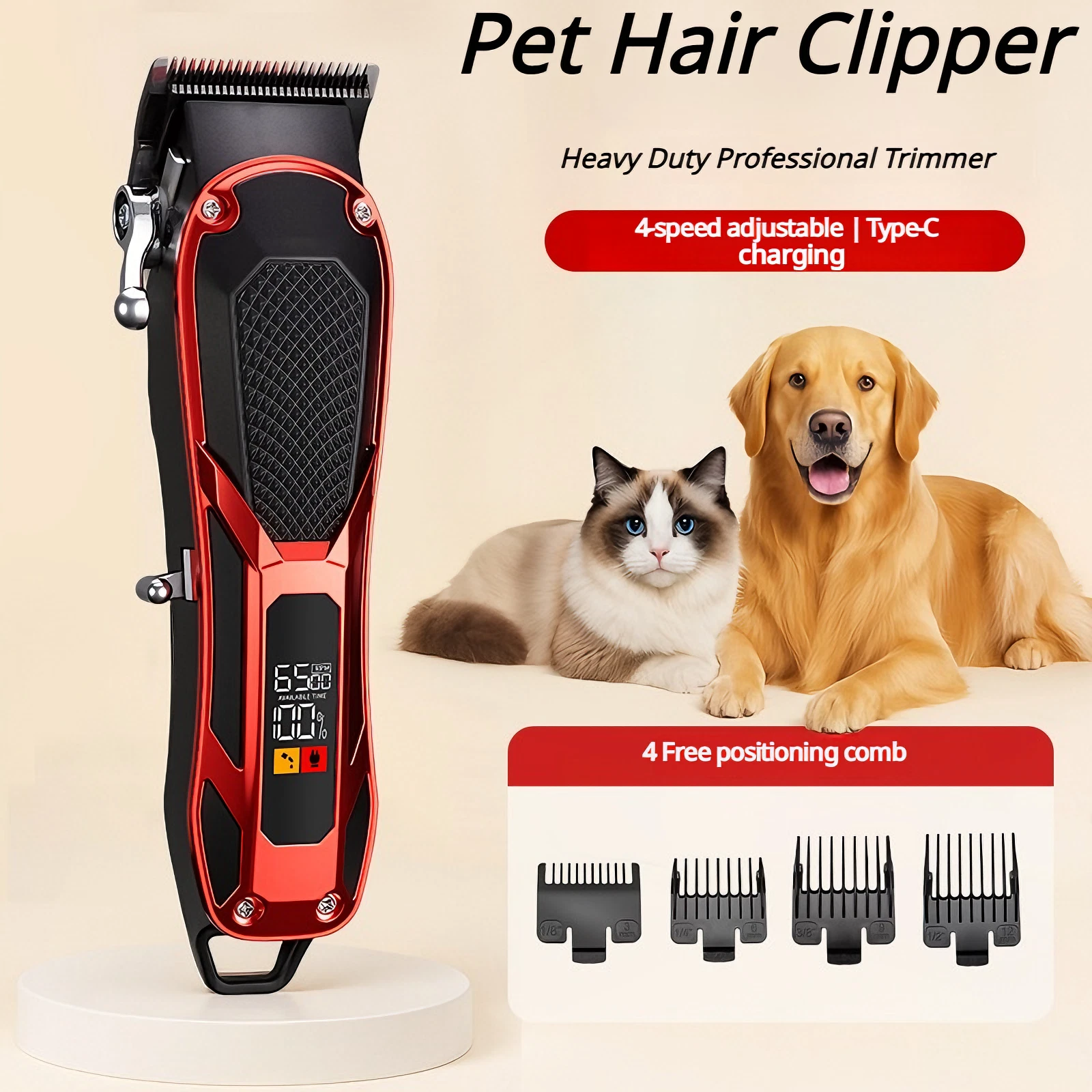 Professional Low-Noise Pet Clipper,4-Speed Adjustable,Type-C Charging,Safe&Quiet
Opens in a new wind