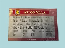 Aston Villa Manchester United Premier League ticket 2001-2002 not programme stub