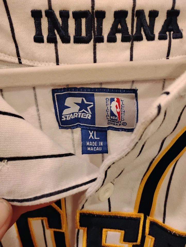 Vintage 90's Starter Indiana Pacers Pinstriped NBA Baseball Jersey - Image 2 of 4