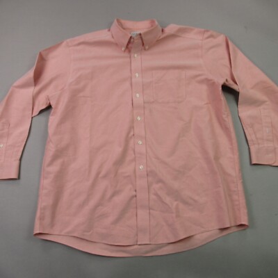 LL Bean Shirt Mens 17 1/2 Long Sleeve Button Front Outdoors Pink Pocket