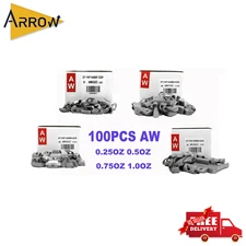 100 Pcs CLIP-ON WHEEL WEIGHT BALANCE AW STYLE .25oz .5oz .75oz 1.0oz