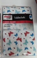 Butterfly Peva Vinyl Tablecloth, Blue Butterflies,Red Butterflies,52 x 70 inch
