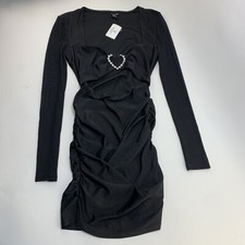 Windsor Little Black Mesh Long Sleeve Dress Size  M (A30)