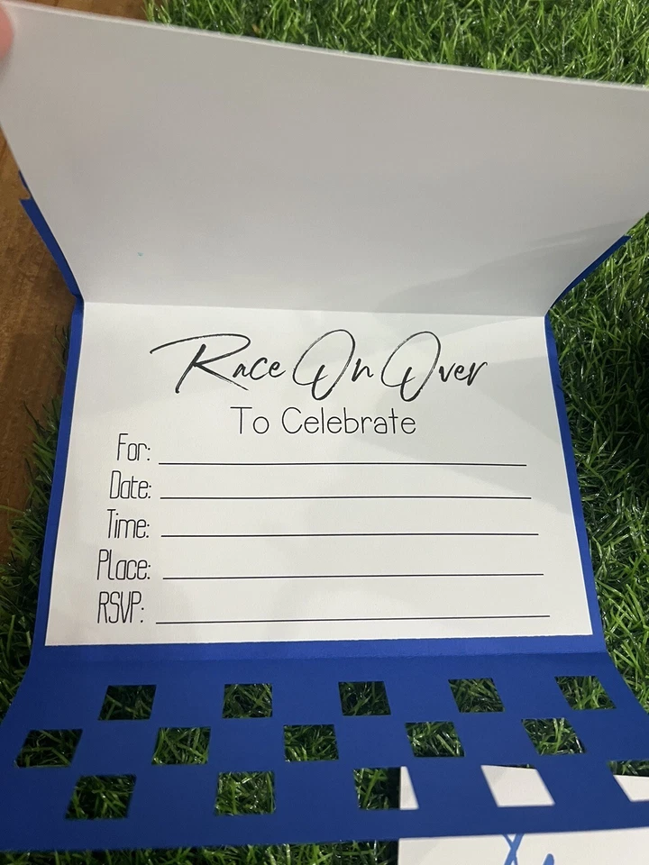 Race Car Birthday Invitations, Thank you Notes, Favor Boxes Set Of 15 Handmade - Image 3 of 4