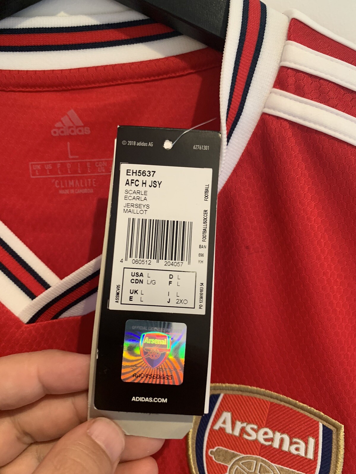 FILA SMITH ROWE 32 Arsenal Maglietta Calcio Uomo L Adidas Europa League 2019 20