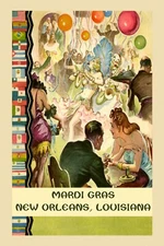 Mardi Gras New Orleans Louisiana Carnival Party Vintage Poster Repro FREE S/H
