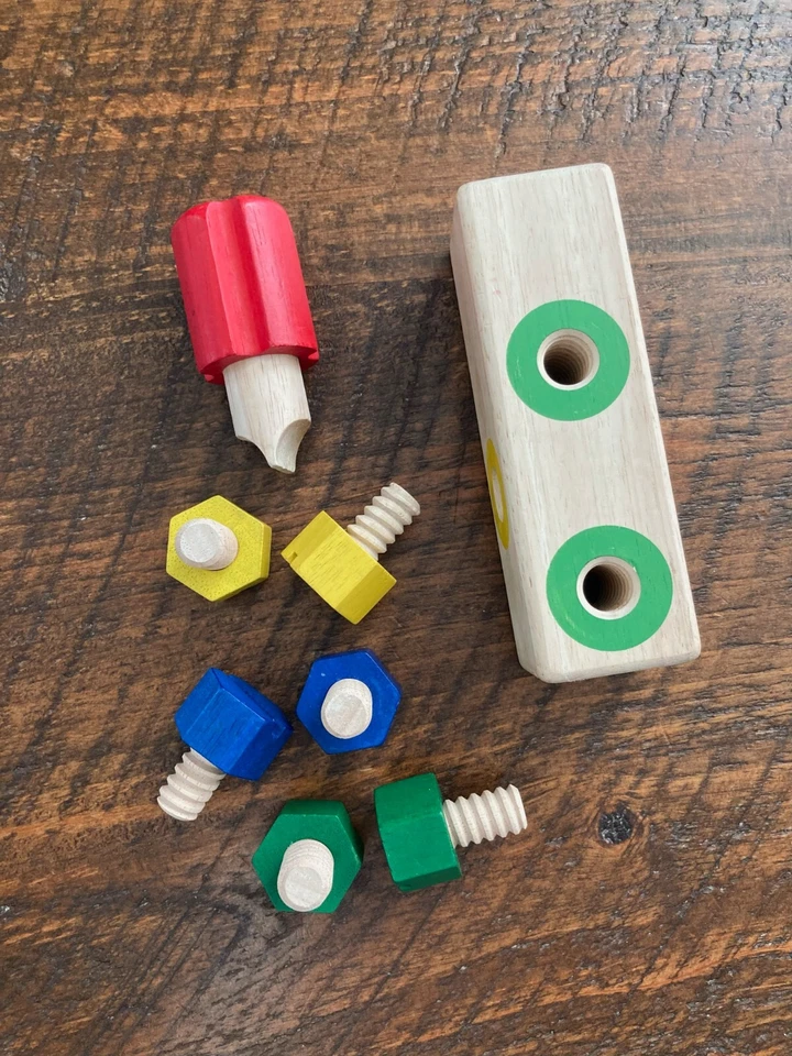 Guidecraft Wooden Screw Block Montessori Learning Toy Memory & Fine Motor Skills - Image 3 of 4