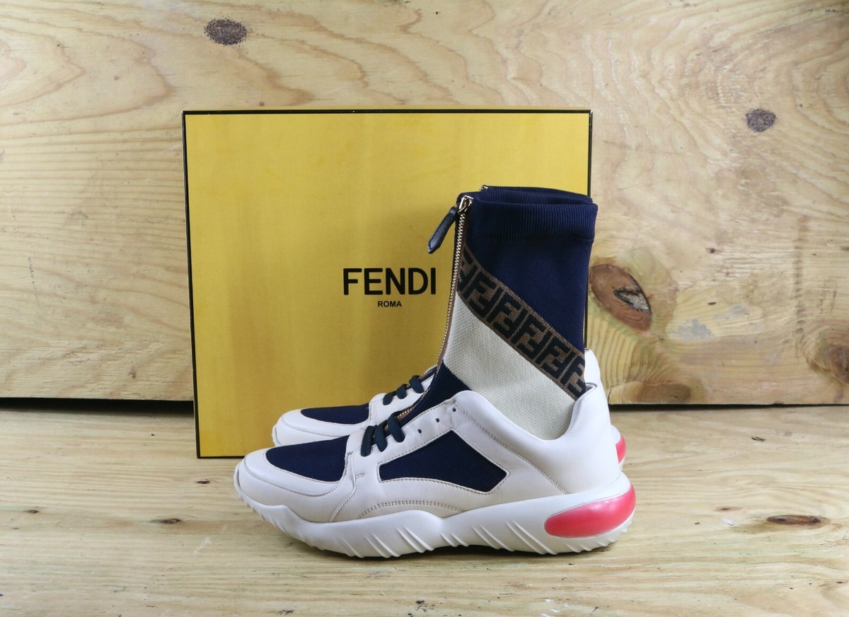 Fendi Shoe Mens Mania Logo Sock Sneakers Leather Printed Womens