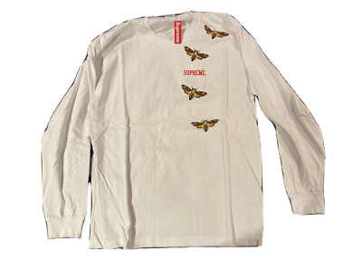 Supreme L/S Long Sleeve Tee T-Shirt Top Moth SS15 White The