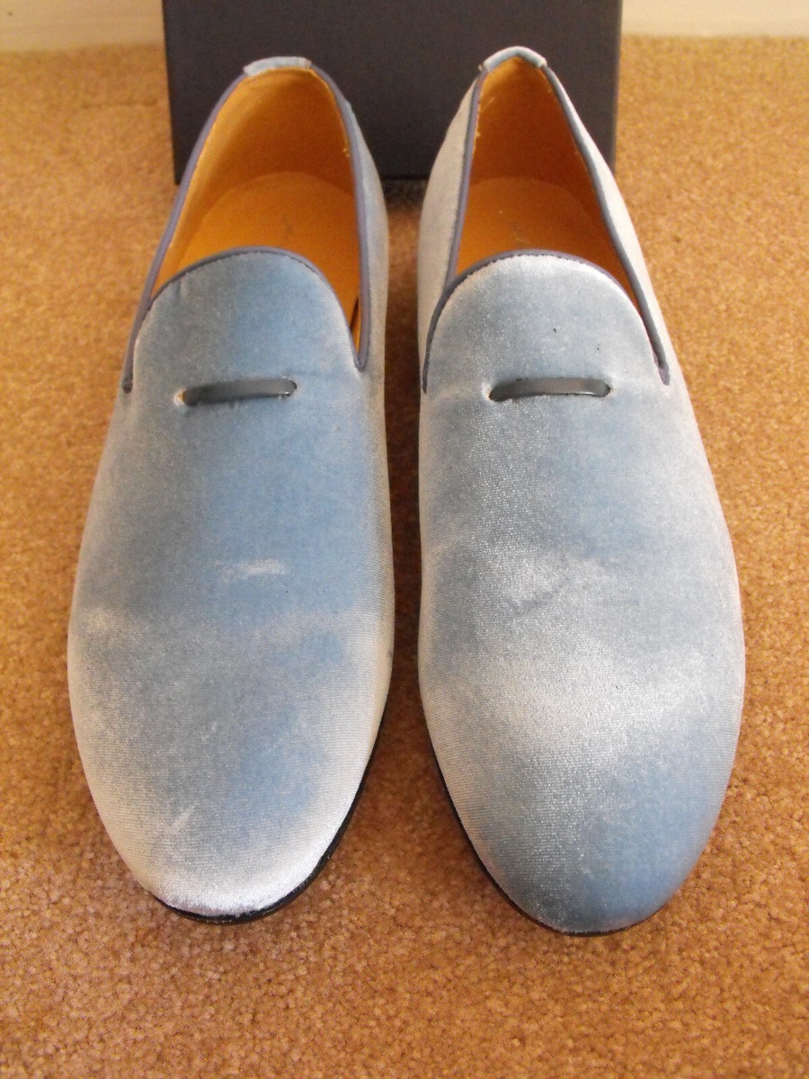 NIB Alberto Moretti Arfango ITALY Sky Blue Velvet Loafers US  display picture 1