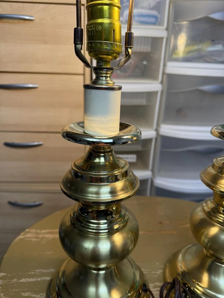 Vintage Leviton Brass Lamp Mid Century Modern Set Of 2 Working — 第 4/4 张图片