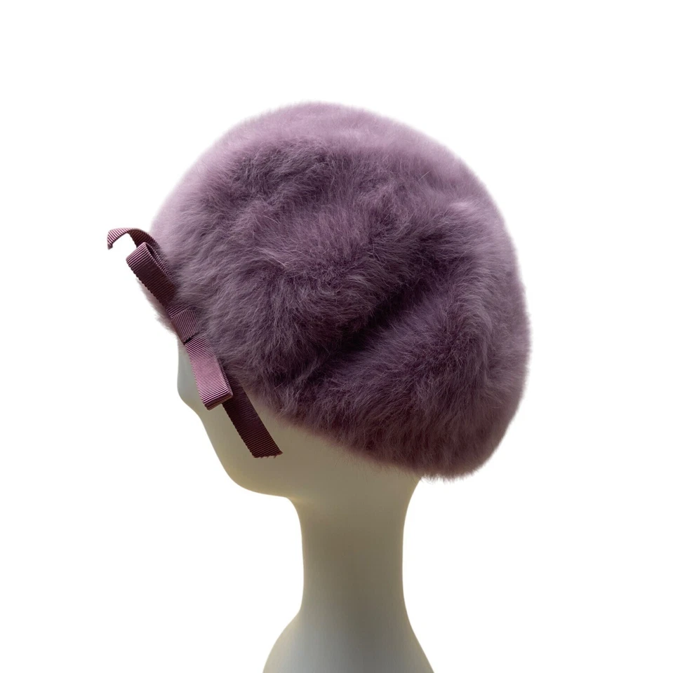 Boina de angora lavanda púrpura Kangol para mujer con acento de lazo talla única Foto 3 de 4