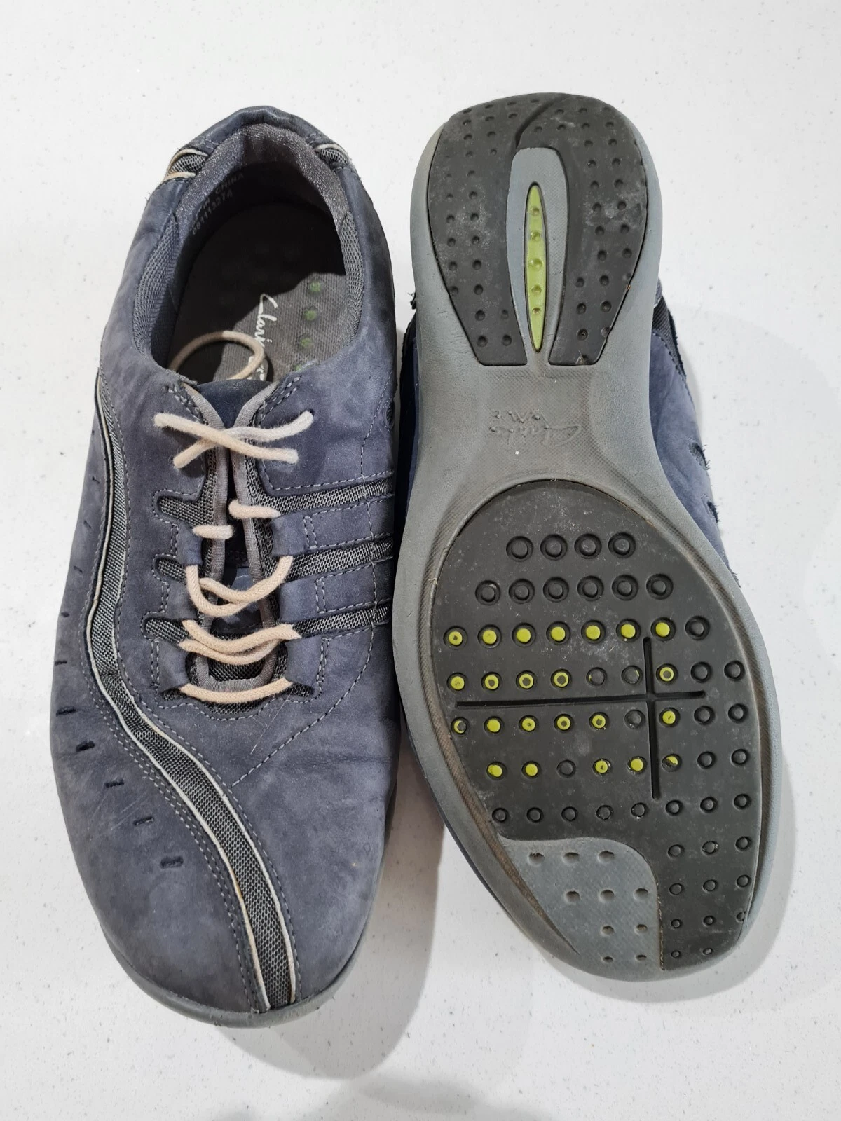 Scarpe da passeggio comode Clarks Wave blu stringate taglia 7D