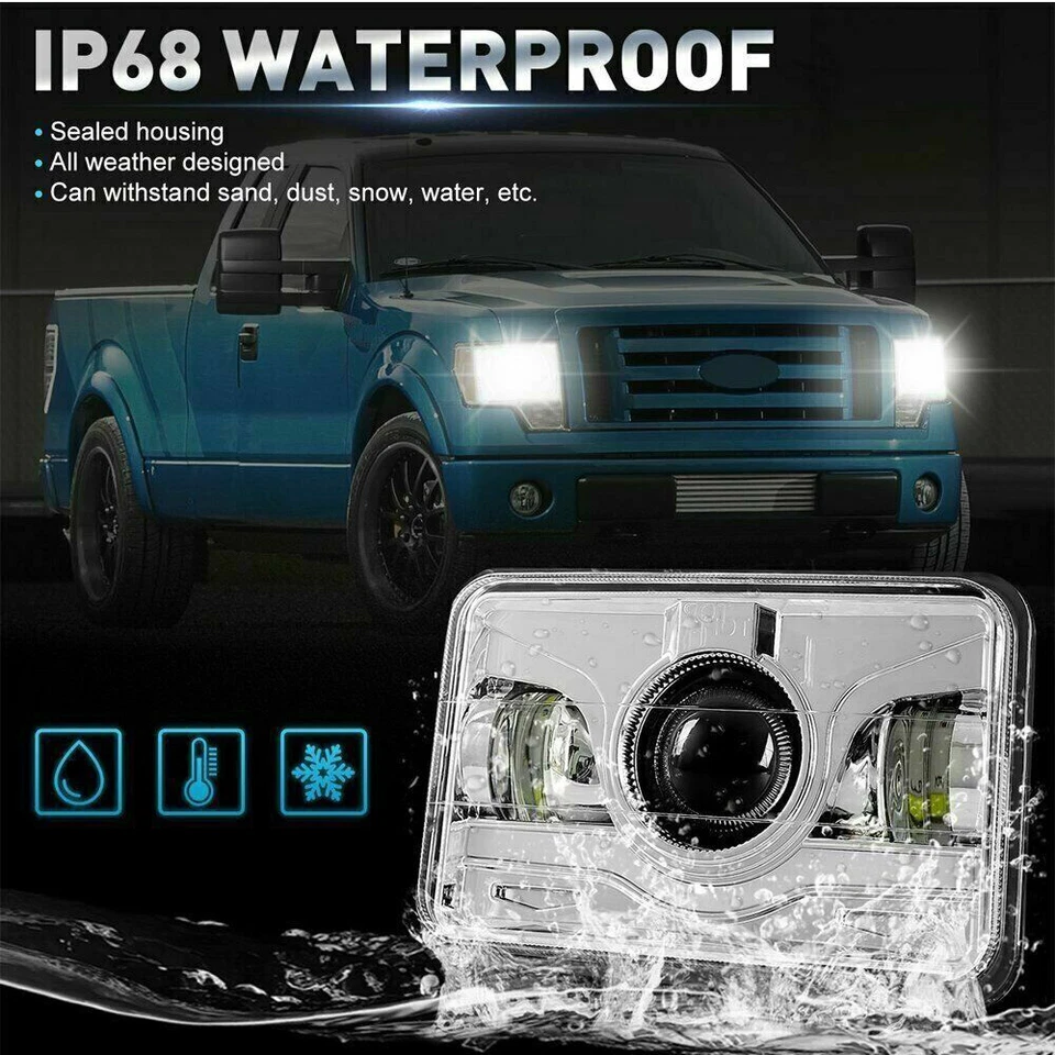 4pc 4x6'' inch Square LED Headlights Projector Bulbs Fit Ford Ranchero 1977-1979 - Image 4 of 4