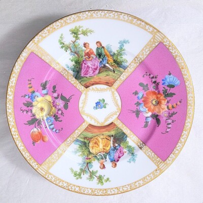 Franziska Hirsch Dresden Courting Couple Quatrefoil Large Dinner Plate    334