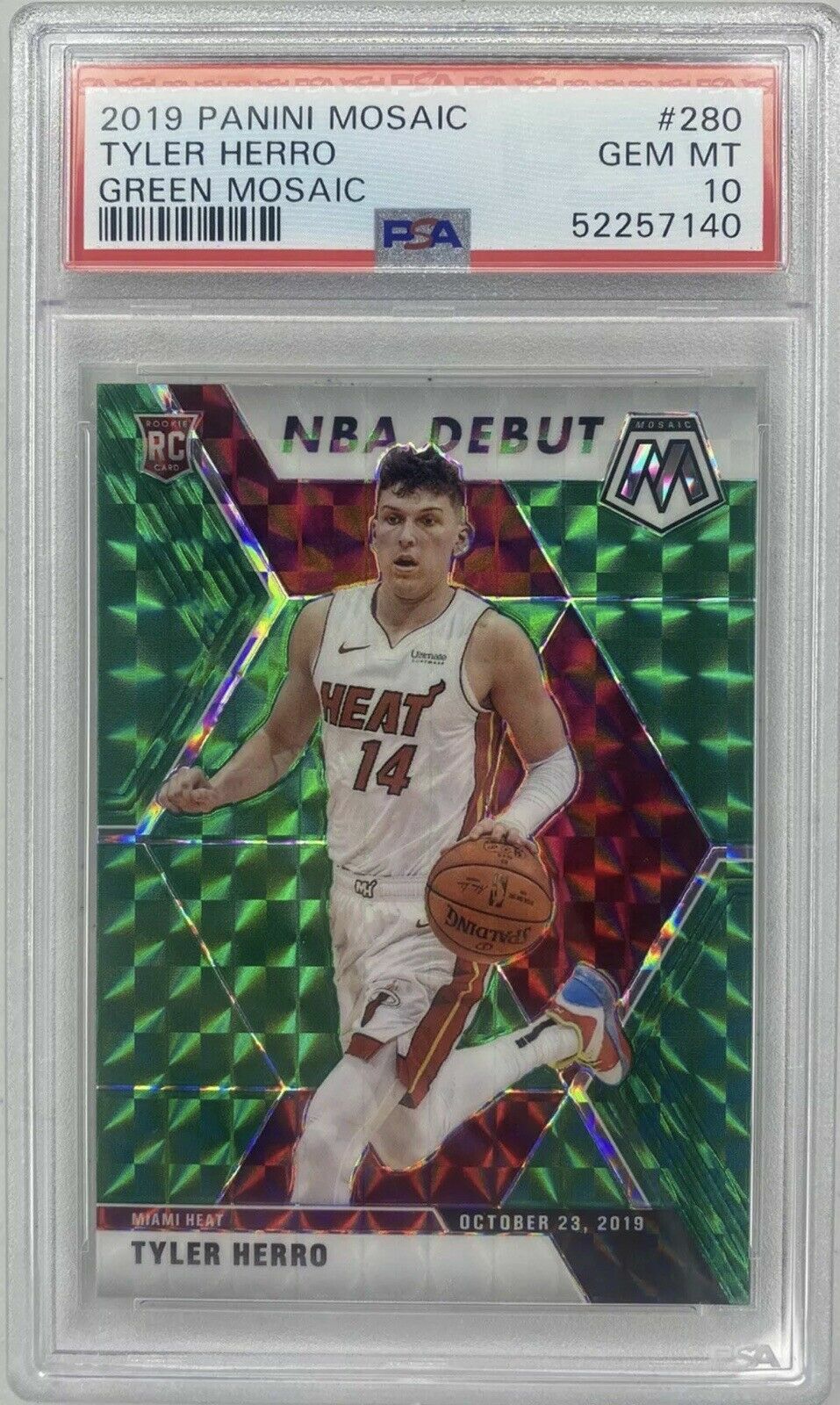 2019 Panini Mosaic Tyler Herro Green NBA Debut PSA 10 Rookie RC 🔥 Miami HEAT