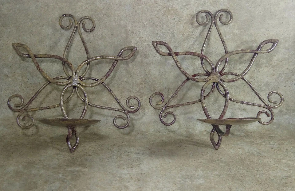 Par de arandelas de parede ornamentadas de metal estrela estilo pergaminho celta - Imagem 2 de 4