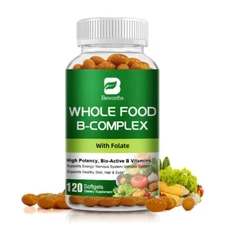 BEWORTHS Vitamin B Complex Capsules Whole Food Supplement B1, B2, B3, B5, B6,