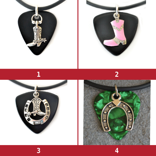 Lucky Boots and Good Luck Guitar Charm Necklace -- Various Designs - Picture 1 of 7