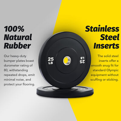 Olympic Rubber Bumper Plate 25lbs Set 2“ Pair Weight Plates Cast