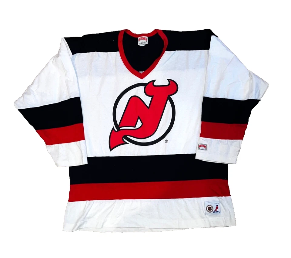 Camisa Jersey New Jersey Devils Claude Lemieux L Años 90 Nutmeg Mills EE. UU. NHL De Colección Foto 2 de 4