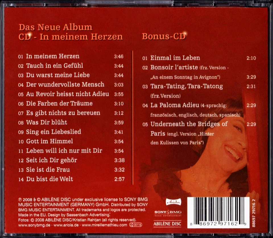 MIREILLE MATHIEU Rare Special Ed 2 CD's with 5 Unreleased Song BONSOIR L'ARTISTE - Image 4 of 4
