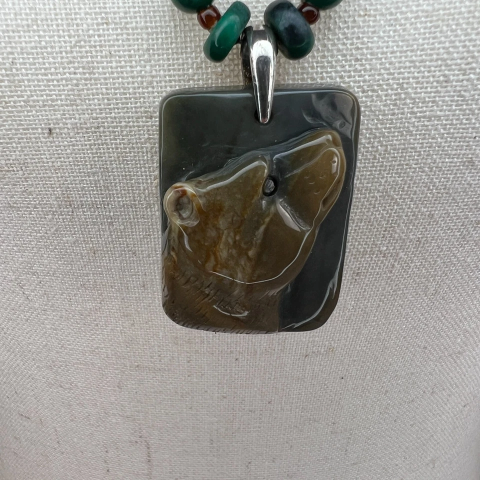 定制项链 Venus Rising Bear 石吊坠 0.925 银带珠子 15.25 升 — 第 2/4 张图片