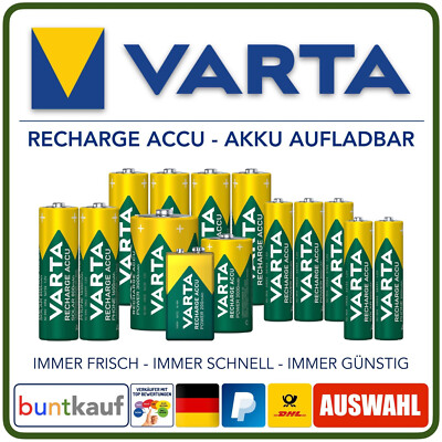 VARTA ACCU POWER Wiederaufladbare Akkus AUSWAHL Typ: AAA, AA, C, D oder 9V Block
