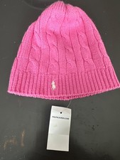 Brand New Ralph Lauren Youth Pink knit beanie one size with logo