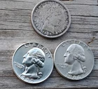 sILVER qUARTERS THREE 1908D 1959 1964