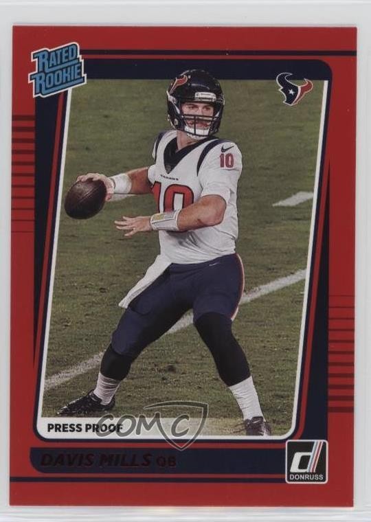 2021 Panini Donruss Rated Rookie Press Proof Red Davis Mills #273 19wr