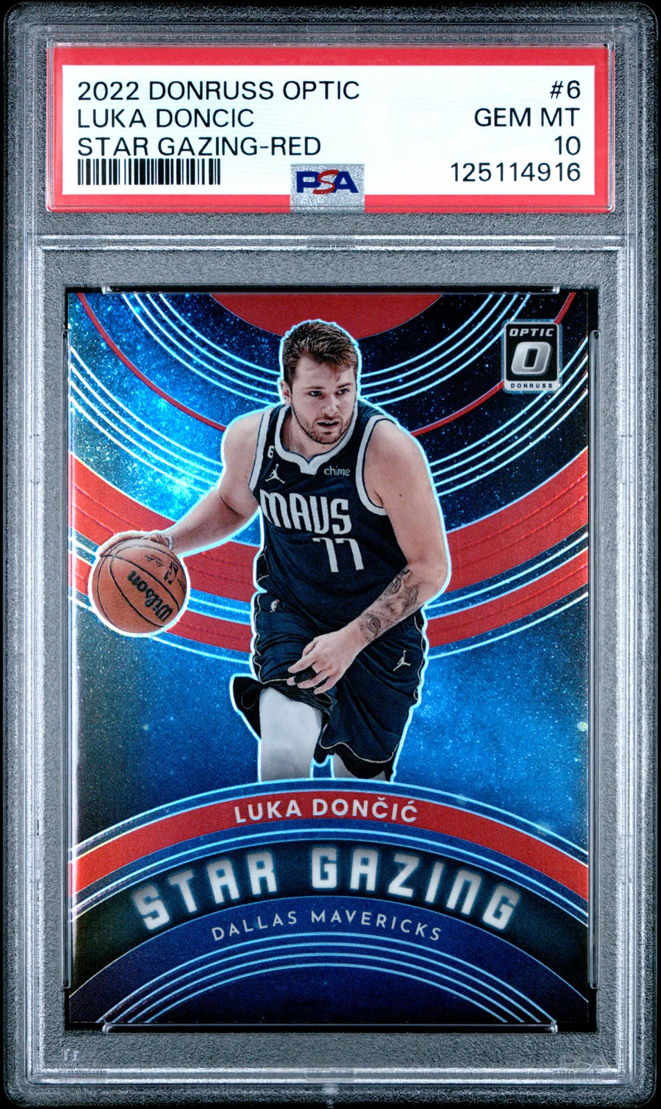 2022 Panini Donruss Optic Star Gazing Luka Doncic Red 15/99 Insert #6 PSA 10