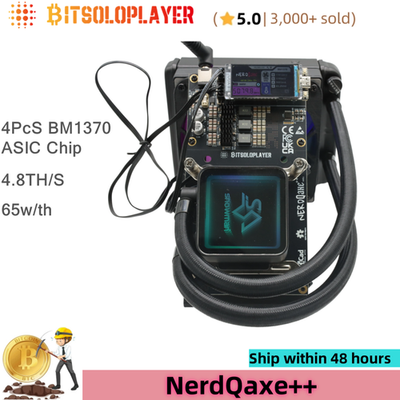 Hydro Cooling NerdQaxe++ 4.8TH/s Bitcoin ASIC Miner Home Solo BTC
