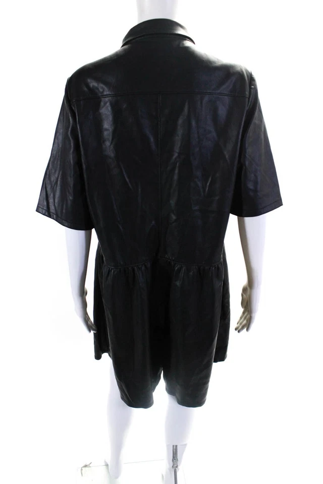 Romper feminino Rebecca Taylor couro sintético preto tamanho 2 13941268 - Imagem 3 de 4