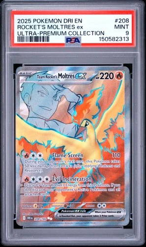 2025 POKEMON DRI EN-DESTINED RIVALS #208 TEAM ROCKET'S MOLTRES EX PSA 9