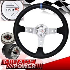 Hub For 93-97 Del Sol Deep Dish Black Steering Wheel Silver Center Quick Release