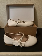 Sevmeteor Girls White Mary Jane Dress Shoes Pearl Bow Wedding Party Flats