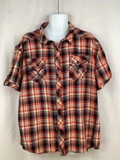 Rock Revival Shirt Mens 3XL Plaid Short Sleeve  Button Up Red