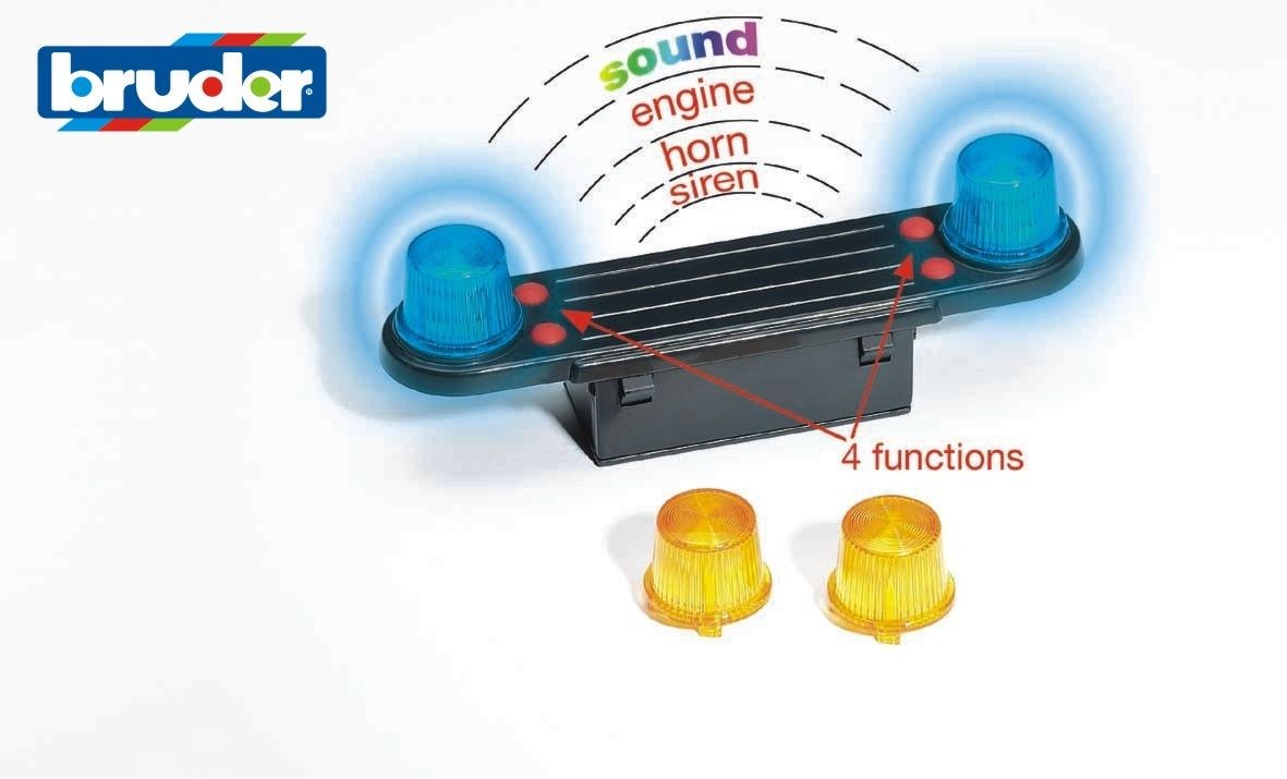 Truck Accessories: Light and Sound Module (trucks) incl. Battery - Bruder 02801