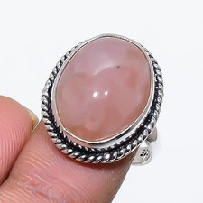 Rose Quartz Gemstone Handmade 925 Sterling Silver Jewelry Ring 7 g183