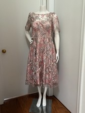 Eliza J- Pink Silver Floral Lace Dress