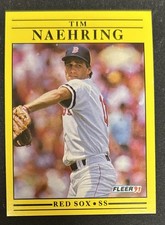 1991 Fleer Tim Naehring Baseball Rookie Card (RC) #105 Red Sox Pitcher VG O/C. rookie card picture