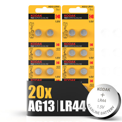 Kodak AG13 LR44 Knopfzelle Uhrenbatterie Markenqualität Alkaline 20 Stück AG13